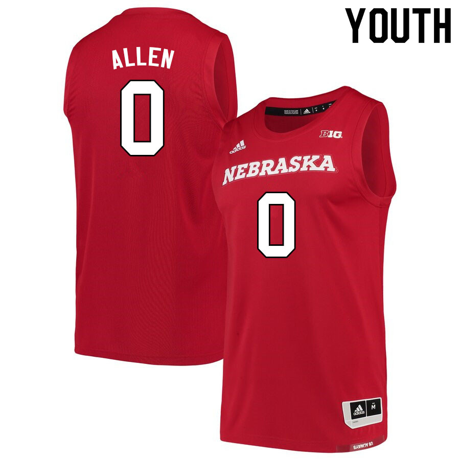 Youth #0 Teddy Allen Nebraska Cornhuskers College Basketball Jerseys Sale-Scarlet - Click Image to Close